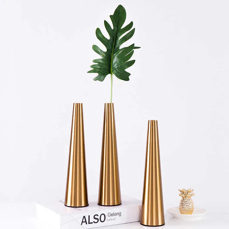 Nordic Vase For Wedding Decoration Living Room Flower s for Flowers Gold Home Decor Tabletop Metal 210623