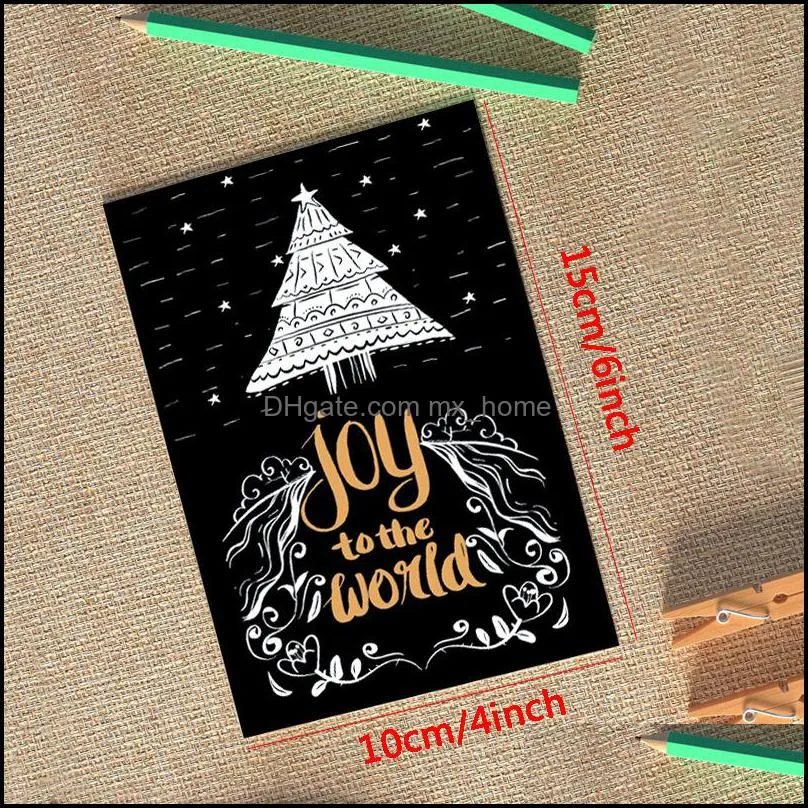 6pcs Christmas Invitation Card Black Merry Christmas Greeting Cards Christmas Gift Postcard Xmas Party Supplies Customizable DBC