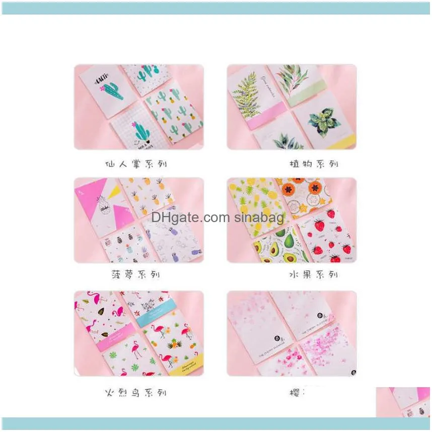 40packs/lot Korea Creative Small  Painting Series Notepad Portable Notebook Six Selection 210611