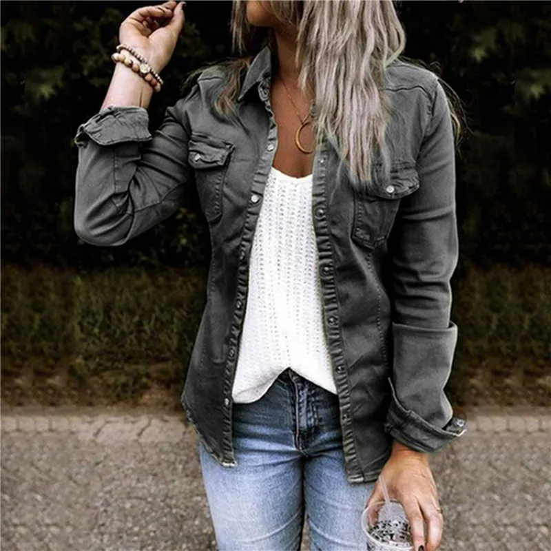 Womens Fashion Denim Coats Slim Single Button Outerwear For Women Tops For Autumn Spring Plus Size XXL 210922 From Mu01 13.89 DHgate.Com