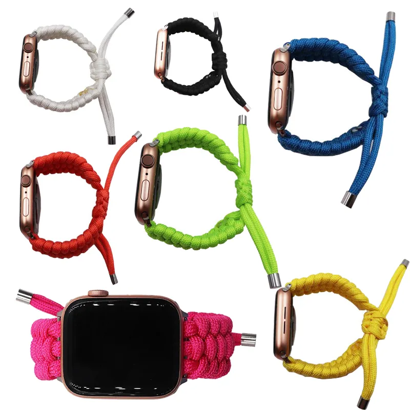 Mens mulheres inteligente relógio ao ar livre esporte nylon trança bandas pulseira pulseira para maçã relógio iwatch 6 5 4 3 2 38 40 42 44mm cinto de pulseira GSZ504