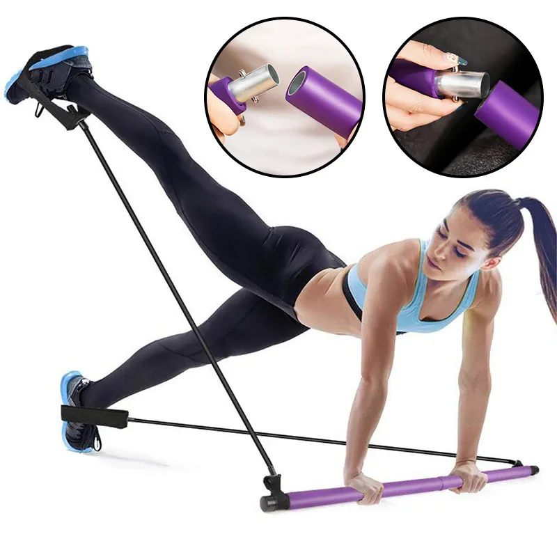 Direnç Bantları ile Pilates Bar Kiti Taşınabilir Spor Pilates Sopa Crossfit Vücut Geliştirme Yoga Elastik Bant Egzersiz Egzersiz C0224