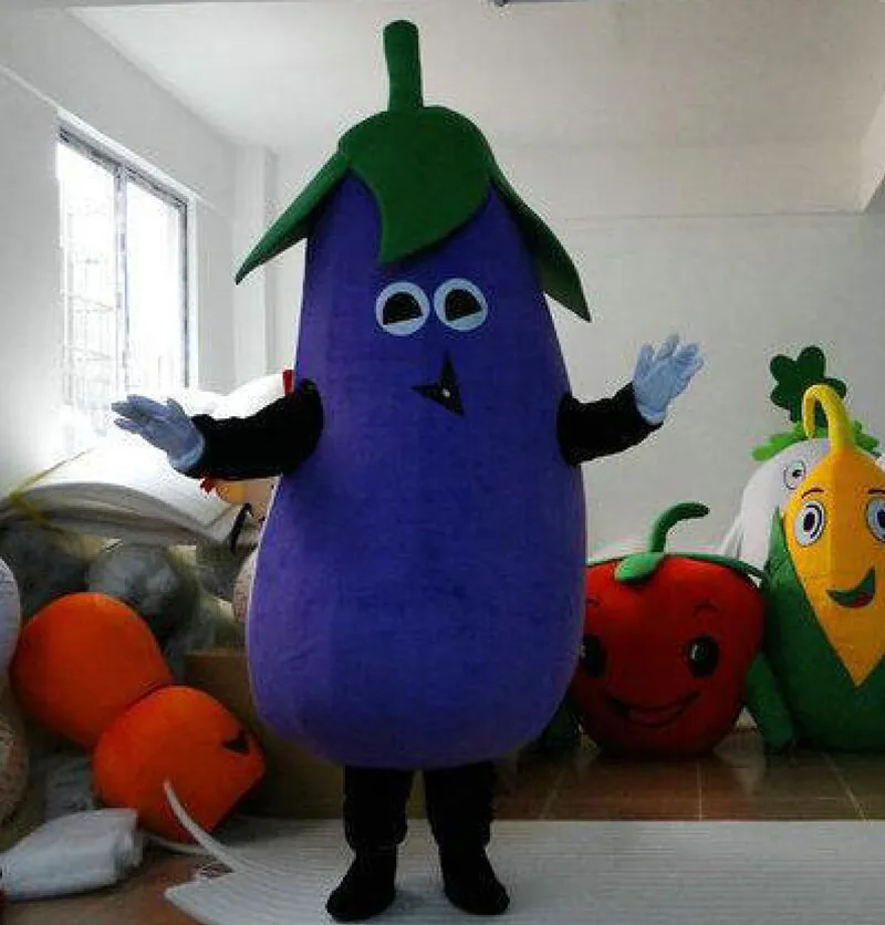 Costume de mascotte Brinjaul violet d'Halloween de haute qualité personnaliser le personnage de thème d'anime en peluche de légumes de dessin animé taille adulte déguisement de carnaval de Noël