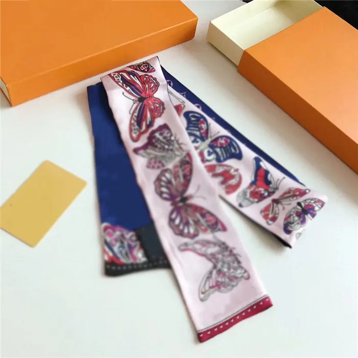 Helt ny silkescarf pannband mode kvinnors slitage påse handband band märke tryckt huvudduk kvinnors halsduk mode w2554
