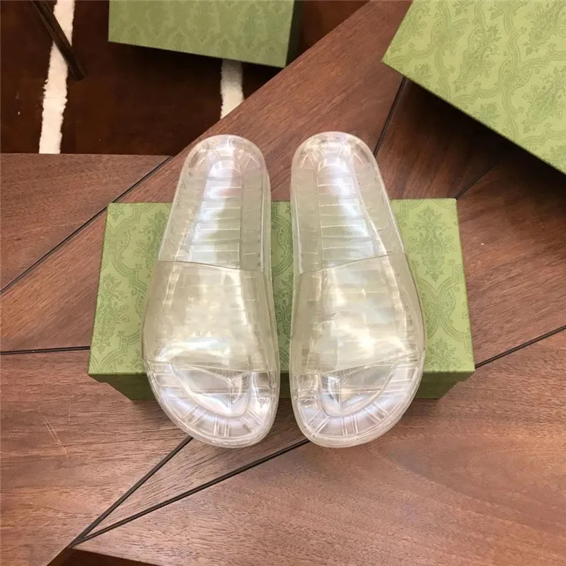 Designer Mens Women Slippers Glow Transparent Crystal Sandals Summer Outdoor Beach Slides Fluorescent Sandal Fashion Flats Flip Flops Rubber Slipper