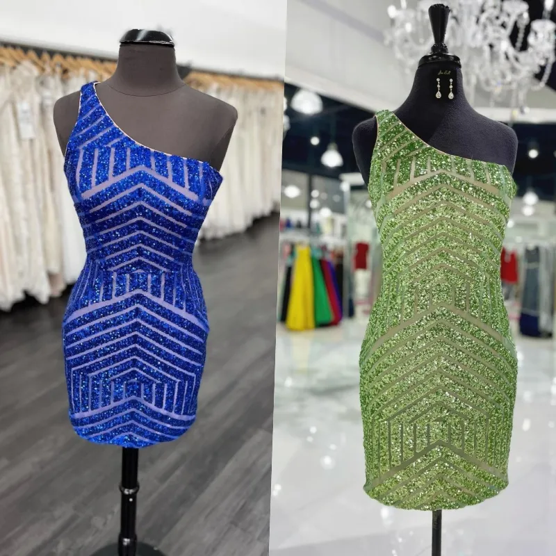 Sequin Cocktail Dress One Shoulder Mini Gown:... From Uniquebridalboutique,  $71.18 | DHgate.Com