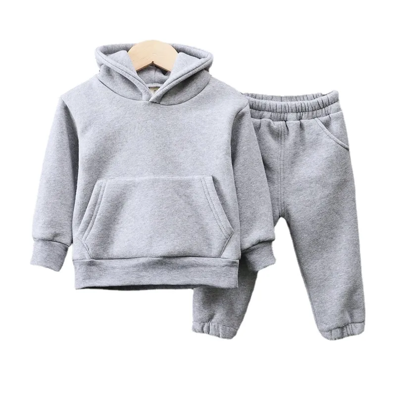 Conjunto de roupas de inverno outono crianças meninos plus veludo longos moletons quentes roupas roupas moda criança agasalho de treino roupas esportivas terno