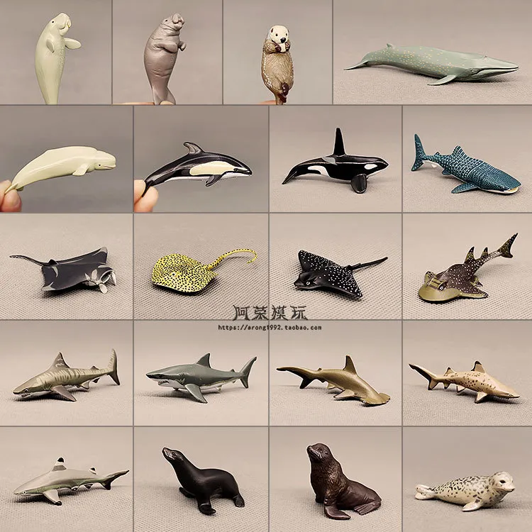 Modelo Marinho Modelo Marinho Leão Marinho Walrus Jaws Walke Shark Dolphin Manta Raios Oceanos Mundial DIY Mini Figurine Figuras de Ação Brinquedos C0220