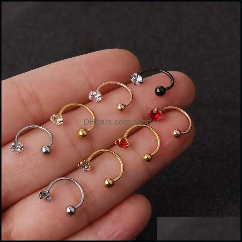 1pc 6/8mm Stainless Steel Zircon Cz Hoop Tragus Cartilage Helix Stud Earring Conch Rook Daith Lobe Ear Screw Piercing Jewelry 1200 Q2