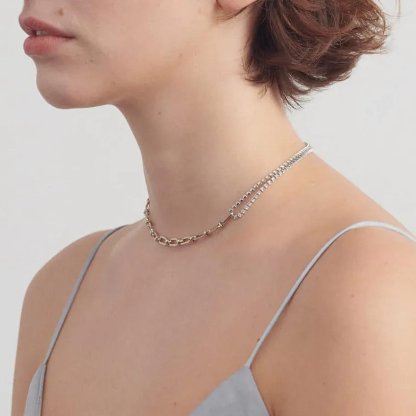 Designer Justine Clenquet Korean Necklace Gold And Silver Two