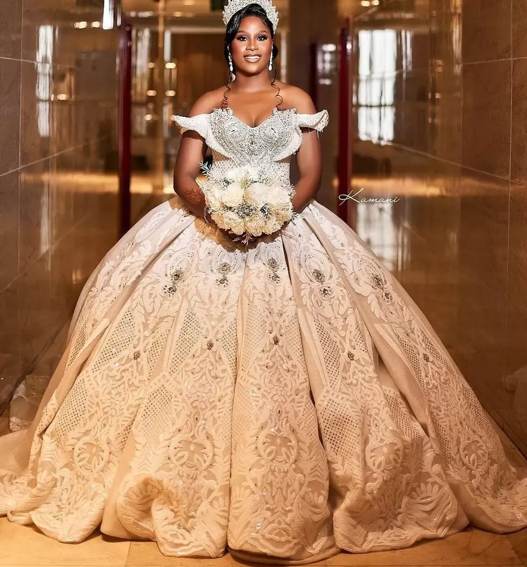 Lace Plus Size Wedding Hoop Lace Wedding Dress With Long Sleeves