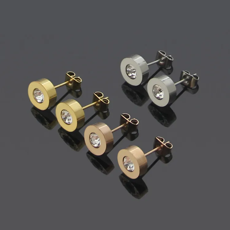 2021 Not Fade Top Quality CZ Stone Stainless Steel Earrings Gold Color Extravagant Ear Studs For Women Jewelry Wholesale