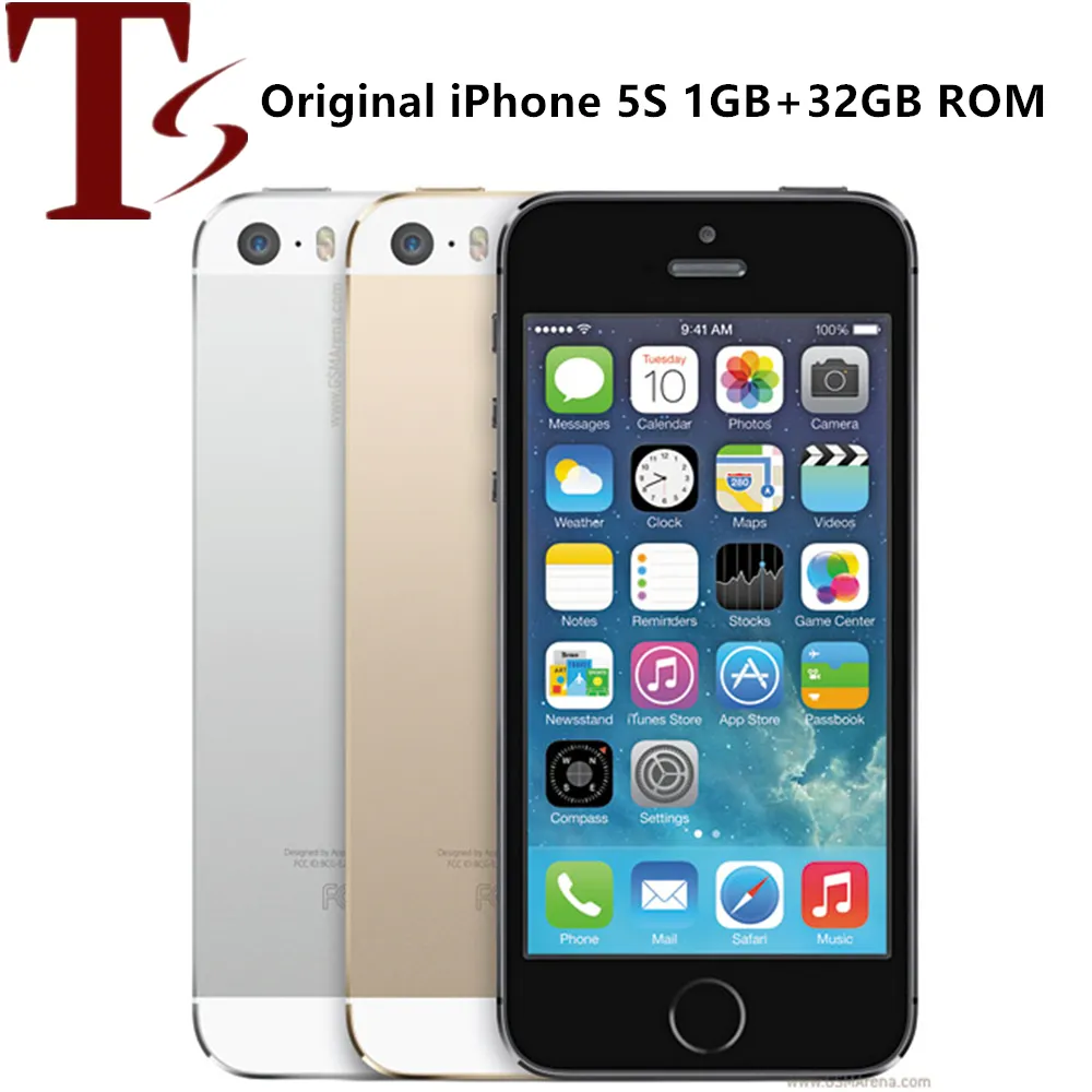 هاتف محمول مجدد أصلي غير مقفول من Apple iPhone 5 5S IOS 4.0 بوصة 16 جيجابايت / 32 جيجابايت / 64 جيجابايت ROM WiFi GPS 8MP Touch ID بصمة 4G LTE هاتف محمول