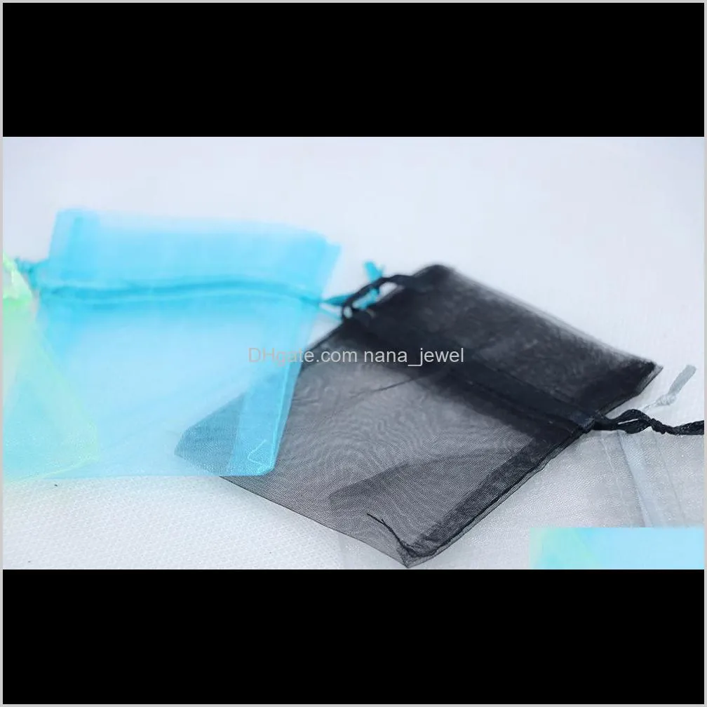 wholesale 7*9cm jewelry bags mixed organza jewelry wedding party favor xmas gift bags purple blue pink yellow black with drawstring