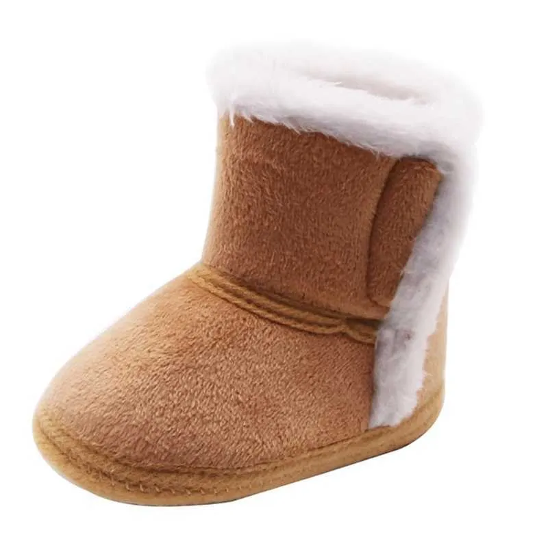 Winter Baby Kids Non-slip Soft Sole Moccasin Boots Boys Girls Suede Leather Crib Shoes 0-18m G1023