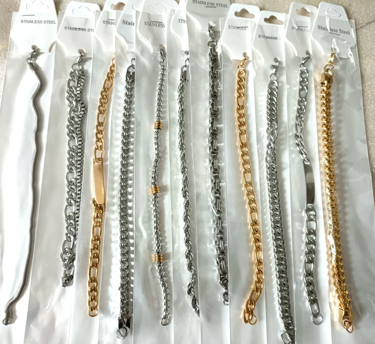 Top Mix Stainless Steel Chain Link Bracelets Mens Punk