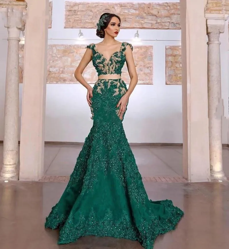 Green lace cheap gown