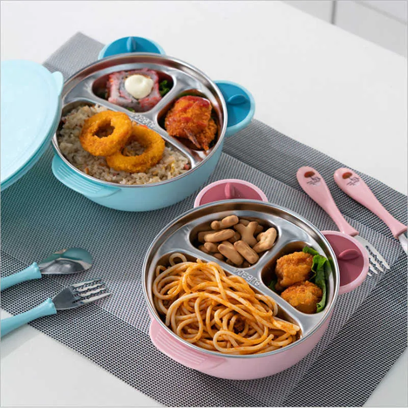 Baby Dishes Thermal Insulation Lunch Box Cute Baby Tableware Bowl Portrable Suction Bowl Sucker Feeding Bowl Dining Plate