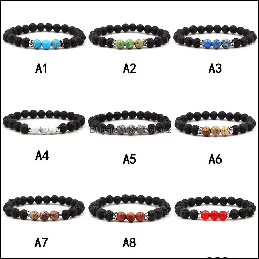 New Lava Rock Stone Beads Bracelet Chakra Charm Natural Stone  Oil Diffuser Beads Chain For women Men Fashion Crafts Jewelry