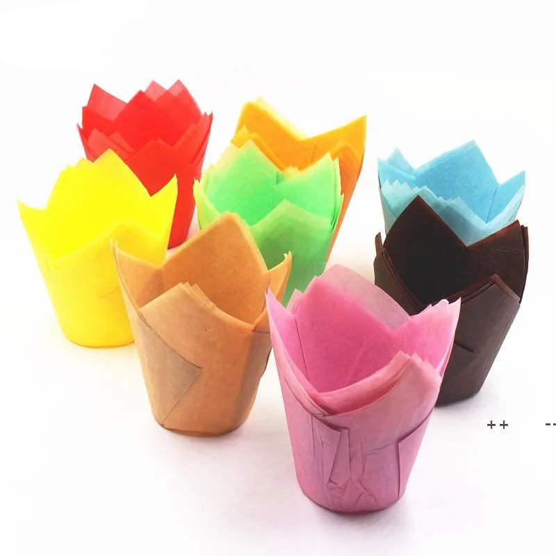 Enkel Solid Paper Cupcake Liner För Bröllop Muffin Wraps Patty Fodral Cup Cake Liner Party Supplies RRB11566