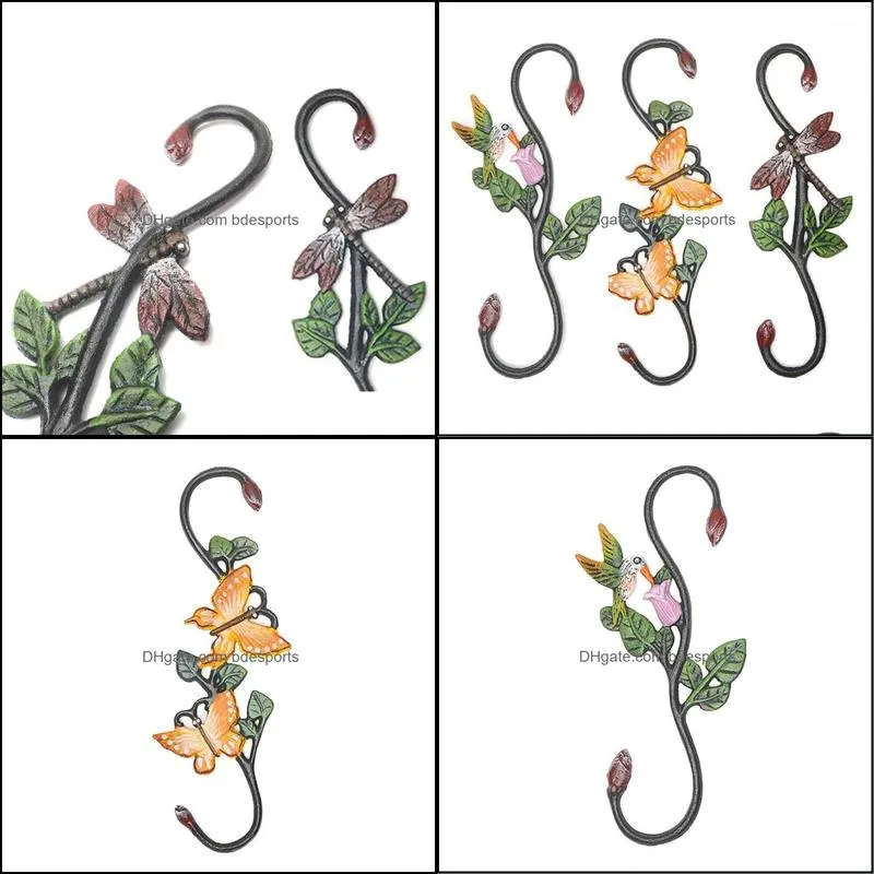 S Shaped Hanging Hook Animal Pattern Cast Iron Flower Pot Fence For Bird Feeder Indoor Home Decor Heavy Duty Outdoor Garden1