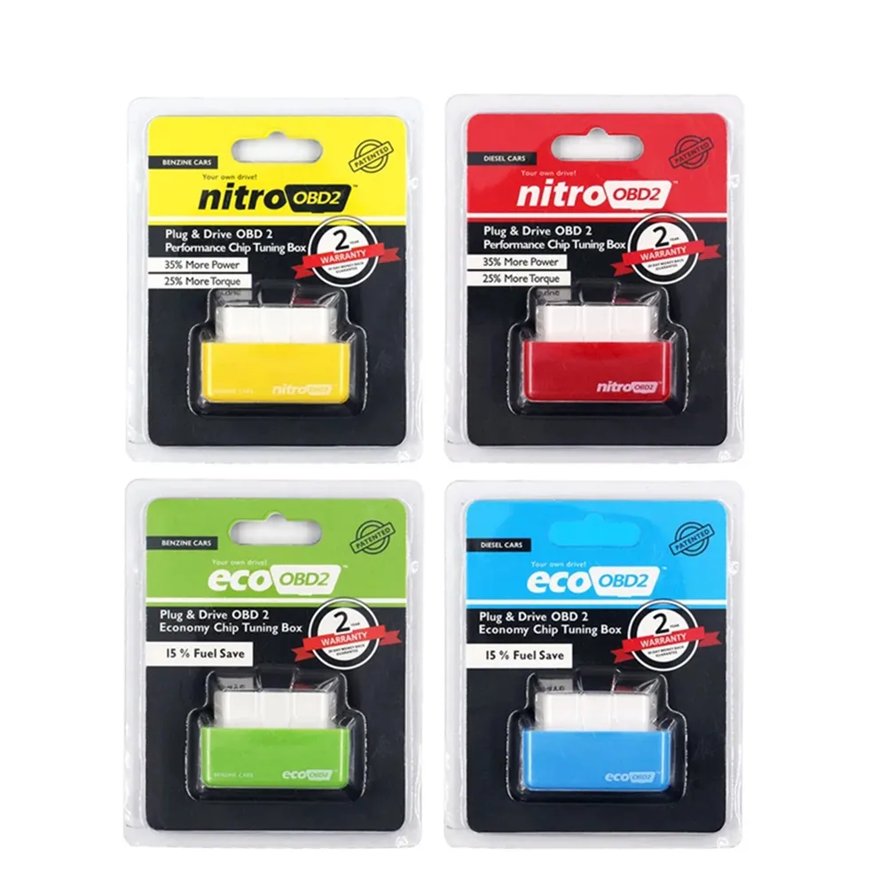 Nitro OBD2 ECOOBD2 15% инструмент для экономии топлива, больше мощности, чип ЭБУ, тюнинговая коробка NitroOBD2 Eco OBD-2 для дизельного бензина, бензина, автомобиля PlugDriv241n