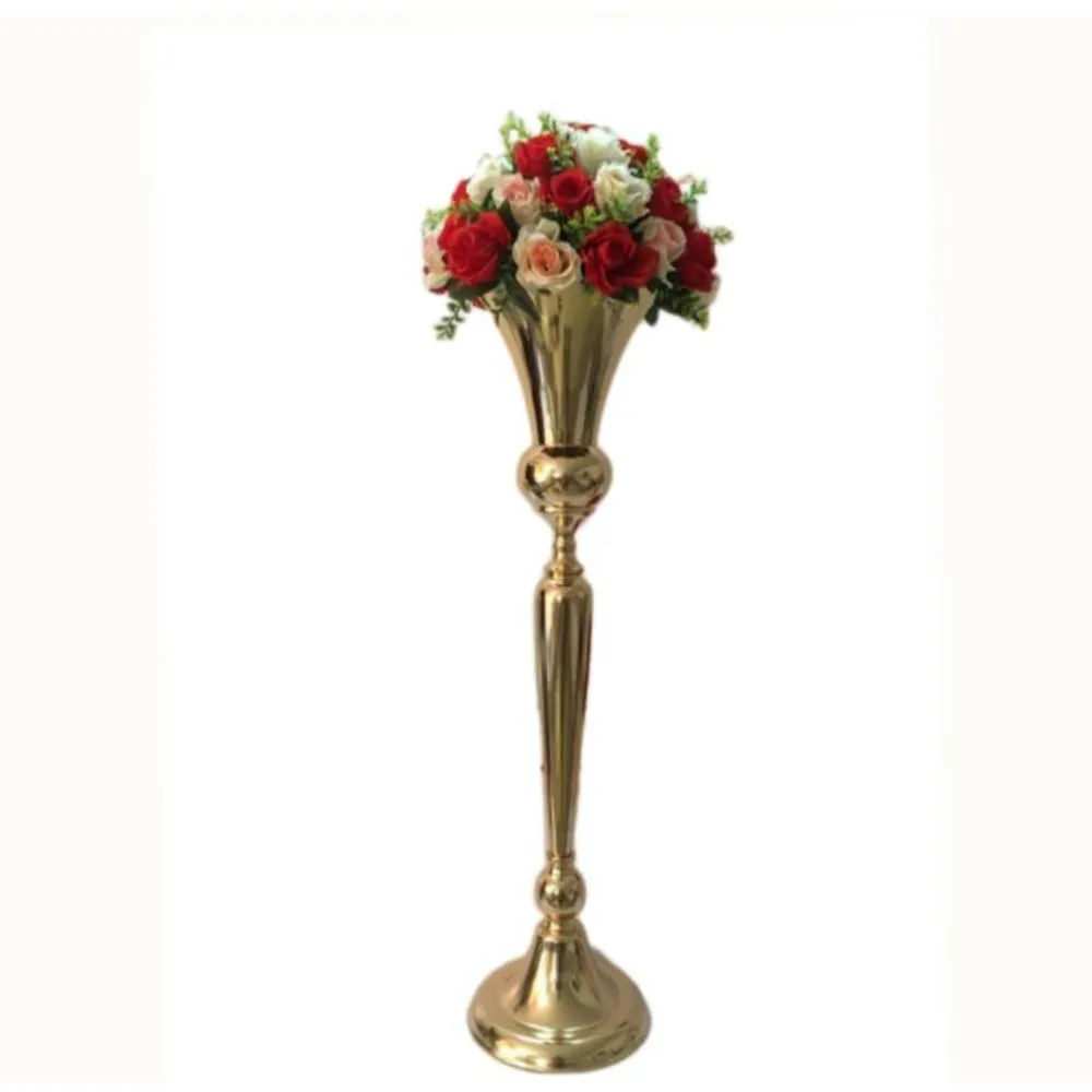 98cm Hohe Vintage Blume Vase Pot Party Dekoration Metall Trompete Hochzeit Ehe Eratische Zeremonie Jubiläum Herzstück Dekor