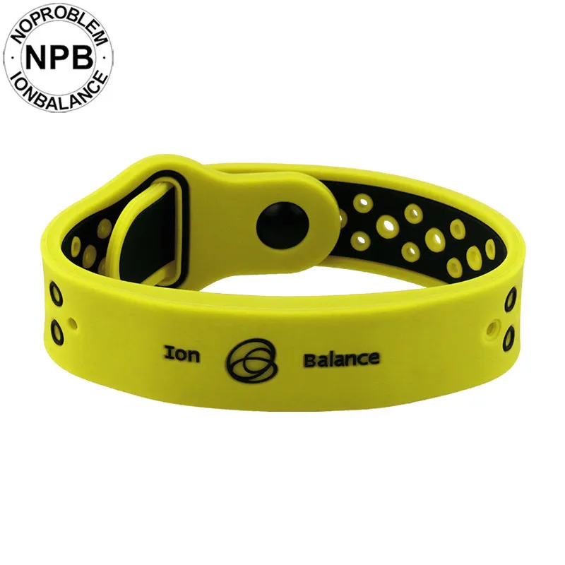 Noproblem Bio Health Benifits Équilibre ionique Thérapie énergétique Silicone Sport Choker Tourmaline Bracelet P143