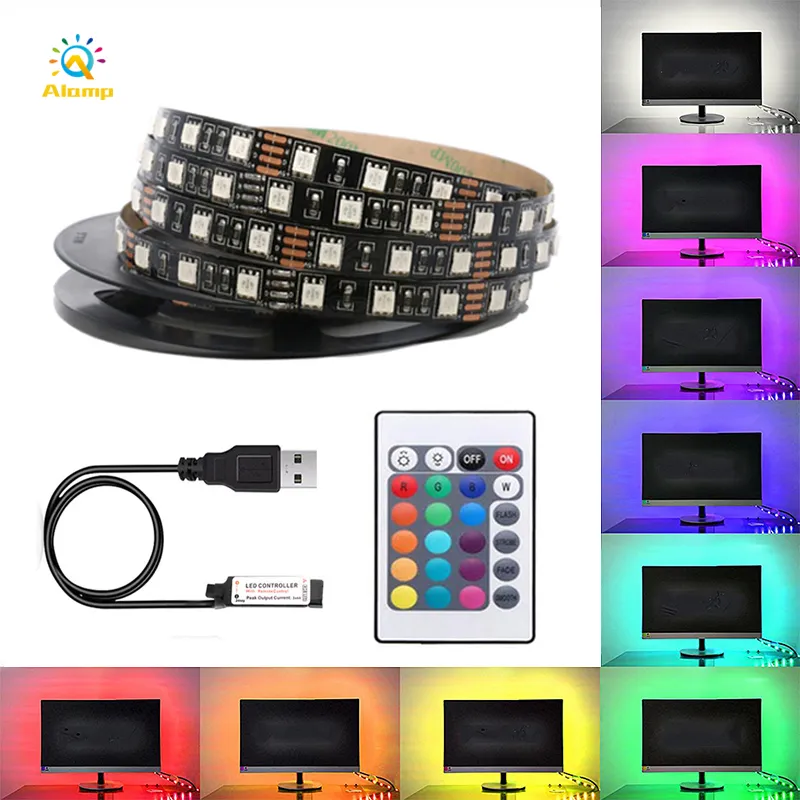 5050 flexible LED-Streifen 5V USB-LED-Streifen RGB wasserdicht 1m 2m 3m 4m 5m Tape-Licht mit Fernbedienung für TV-Hintergrund-Dekor