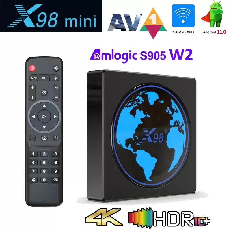 X98 MINI TV Box Android 11.0 Amlogic S905W2 4G 64GB دعم AV1 2.4G 5G WIFI BT MEDIA PLAYER 4GB32GB مجموعة أعلى الصناديق
