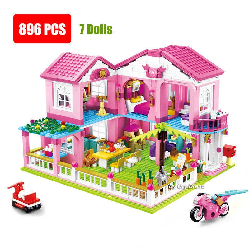 Ragazze Grande Giardino Villa Castello Città Casa Building Blocks Imposta Amici Principessa Bambole Creatore Giocattoli Educativi FAI DA TE Per I Bambini Regalo Q0624