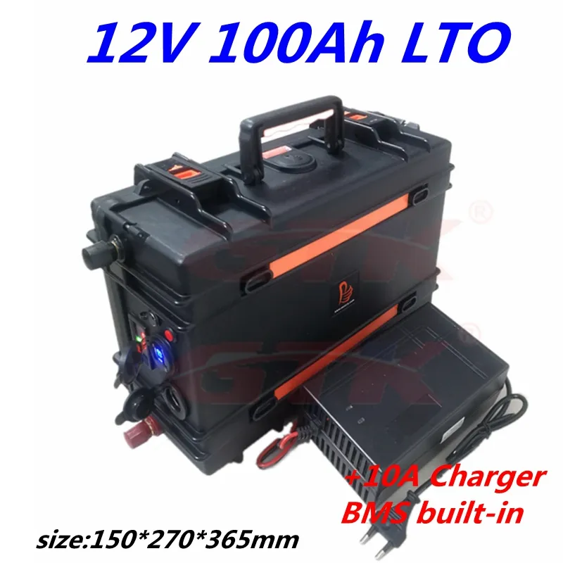 GTK New LTO 12v 100Ah Lithium titanate battery pack with BMS 5S for RV UPS Boat caravan Solar panel yacht +14V 10A charger