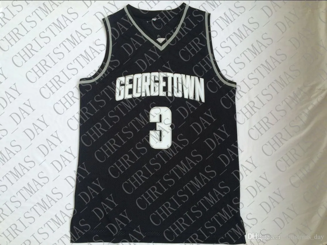 Billiga Anpassade Allen Iverson # 3 Georgetown Hoyas Black College Jersey Stitched Men Stitched Anpassa Any Name Number Män Kvinnor Youth Jersey