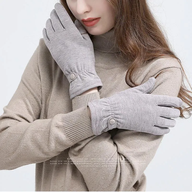 Five Fingers Gloves High Quality Grace Lady Women Winter Vintage Windproof Soft Warm Touch Screen Driving Full Finger Glove Mittens G068