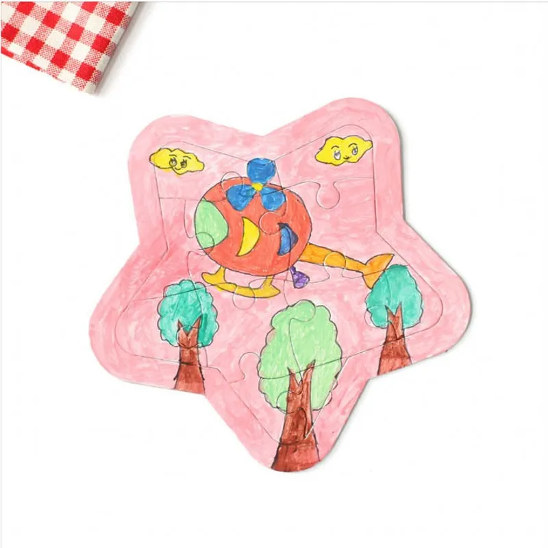 DIY White Jigsaw Puzzle Sublimation Blank Children Graffiti Jigsaws Kid Colouring Painting Gift Toy Love Heart Circular Paper 0 9xj G2