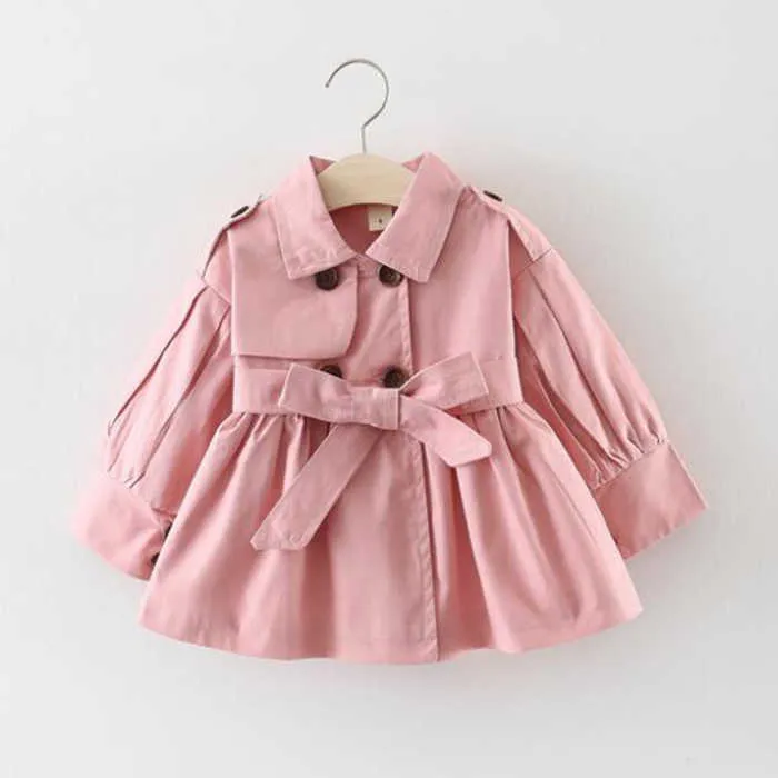 جديد ملابس الأطفال فتاة الخريف الأميرة معطف بلون متوسطة طويلة واحدة الصدر خندق طفل قميص