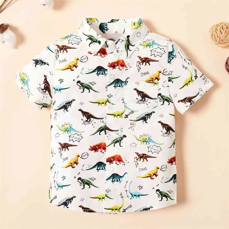 Summer Baby Boy Dinosaure imprimé Daily Shirts Tops Casual Multi-Couleur 210528