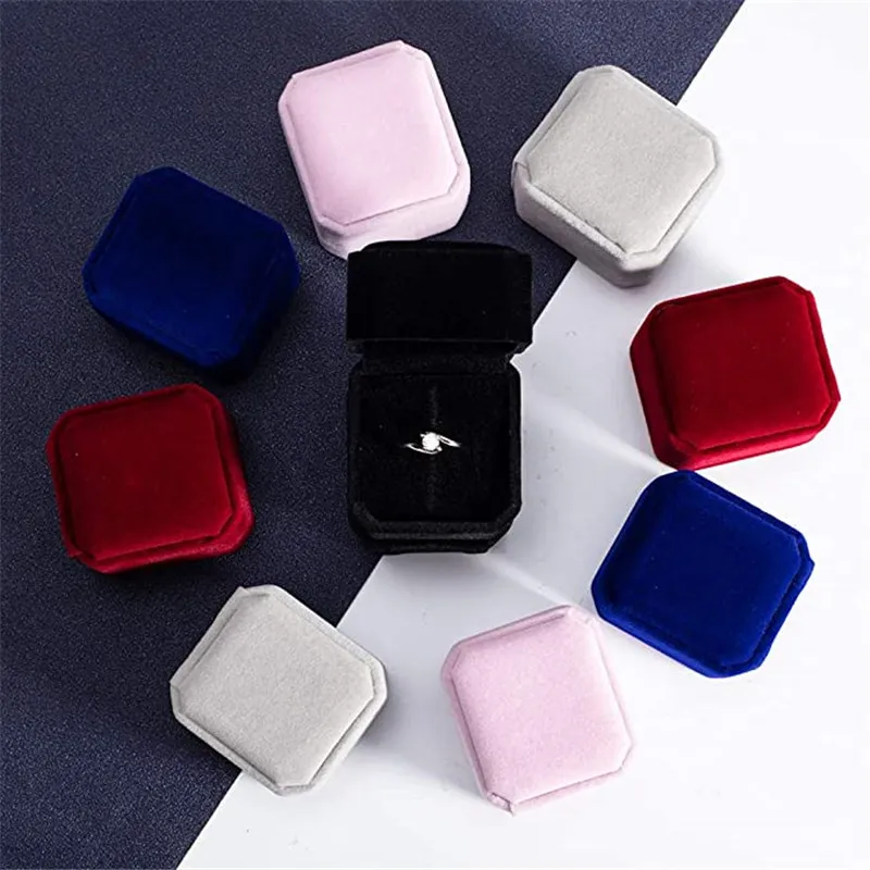 Anneau carré boîte de vente au détail bijoux de mariage porte-boucle d'oreille étuis de rangement boîtes d'emballage cadeau pour bijoux