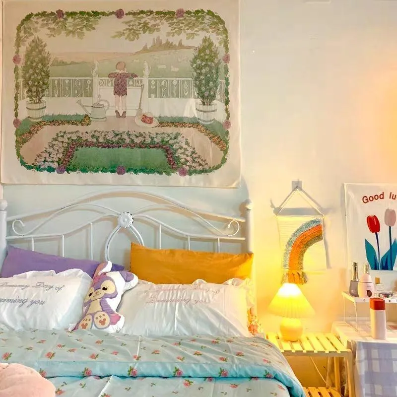 نسيج جميل حديقة خلفية قطعة قماش الإقرار تصميم الجدار الديكور استئجار غرفة نوم غرفة نوم بجانب السرير ديكور المنزل