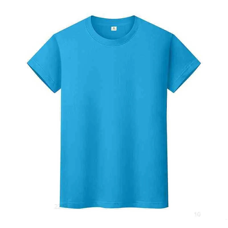 Новая круглая шея сплошная цветная футболка летняя рубашка с хлопковым дном с короткими рукавами Мужские и женские половины рукава NFD9WCSCI