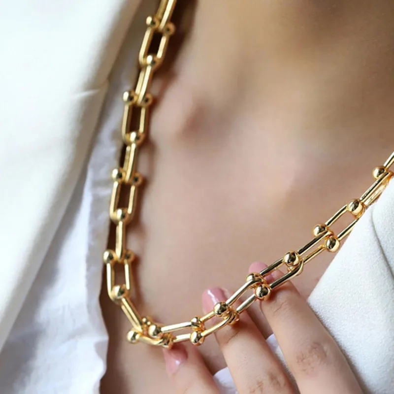 Punk Kobiety Łańcuchy Naszyjniki 18 kgold Plated Link Chain Choker Naszyjnik Stop Krótki Moda Biżuteria Przyjaciel prezent