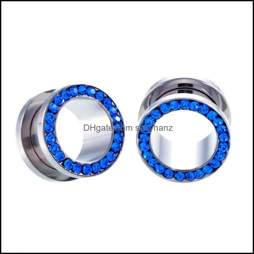Other Pinksee 2pcs Stainless Steel Ear Plugs Tunnels Earlets Screwed Earring Expander Gauges Crystal Body Piercings Jewelry