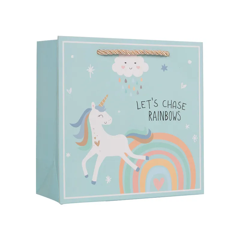 2021 Moda prezent Wrap Unicorn Paper Torby do torby na zakupy Ślubne Wysokiej Jakości Torby sklepowe, Wsparcie Dostosowane logo