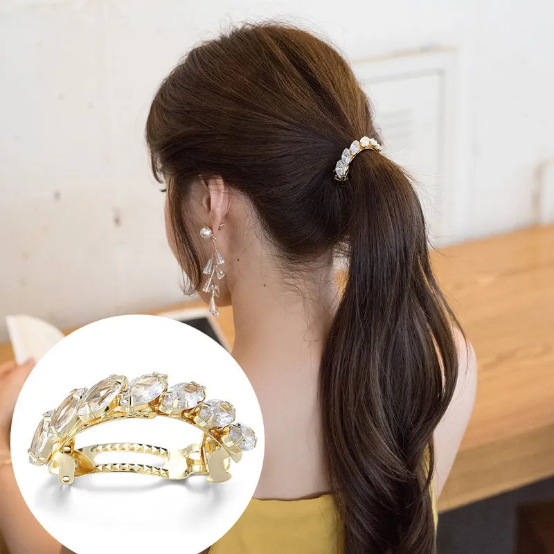Kadınlar için Chimera Şık Glitter Fransız Tokalar Kristal Metal Saç Klipler Pins Kelepçe Hairgrip Aksesuarları Moda Takı