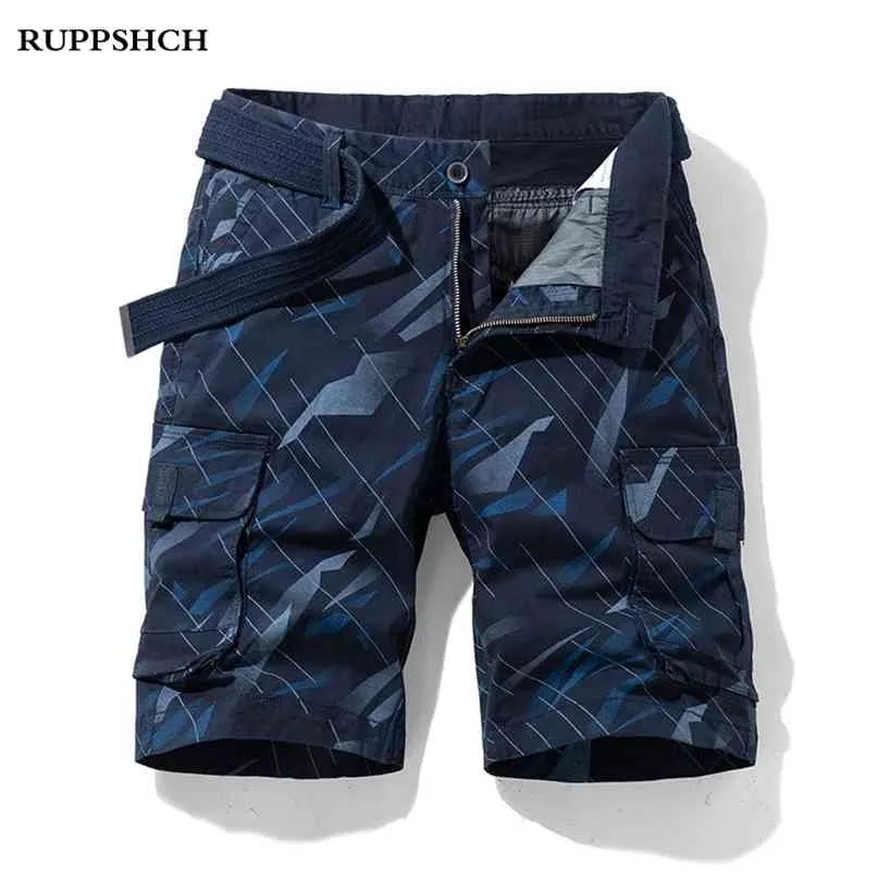 Summer Mężczyźni Spodenki Cargo Cotton Casual Fashion Paski Wysokiej Jakości Streetwear Pięcioptór Spodnie 210713
