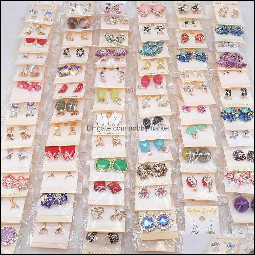 Boucles d'oreilles à tige bijoux mode femme 30 paires / lots cristal mélange européen et américain style 210323 livraison directe 2021 2Fjzx