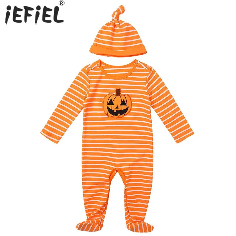 Jumpsuits baby cotton halloween rompers kläder född långärmad unisex pyjamas tjej pojke footed overalls jumpsuit outfit