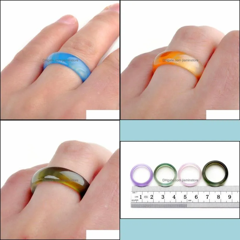 20pcs Wholesale Lots Colorful Mix Natural Agate Band Gemstone Rings Jade Jewelry