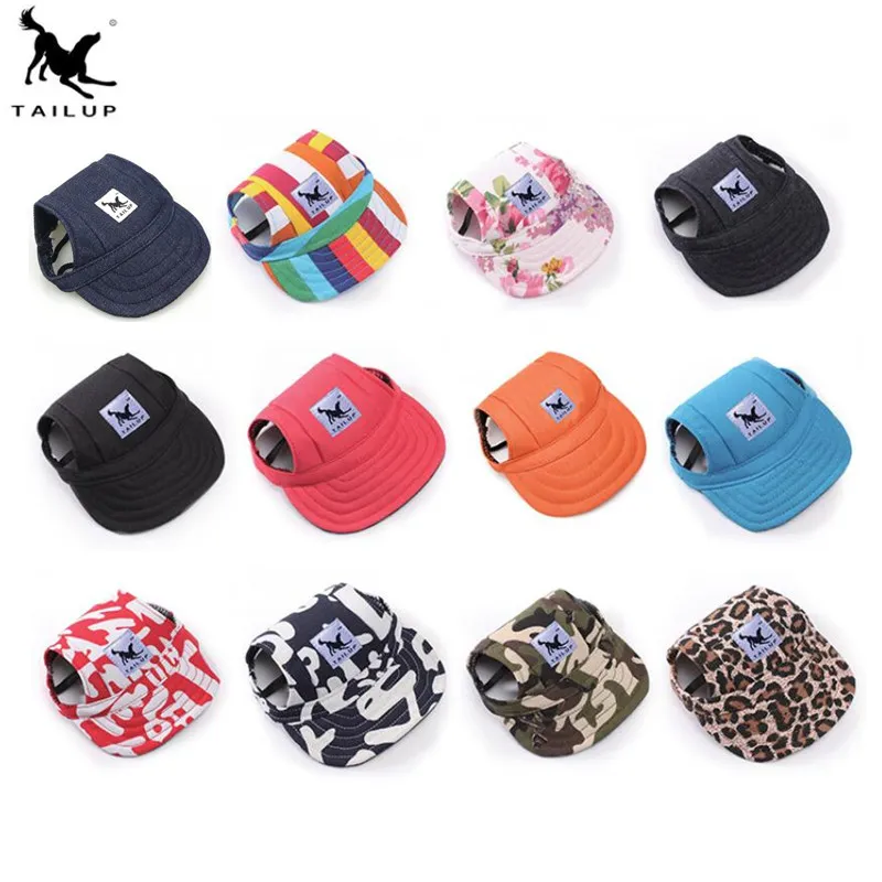 Cute Fashion Camo Apparel Pet Dog Hat Baseball Cap Windproof Travel Sports Sun Hats Summer Canvas Visor For Puppy Large Pets Dogs