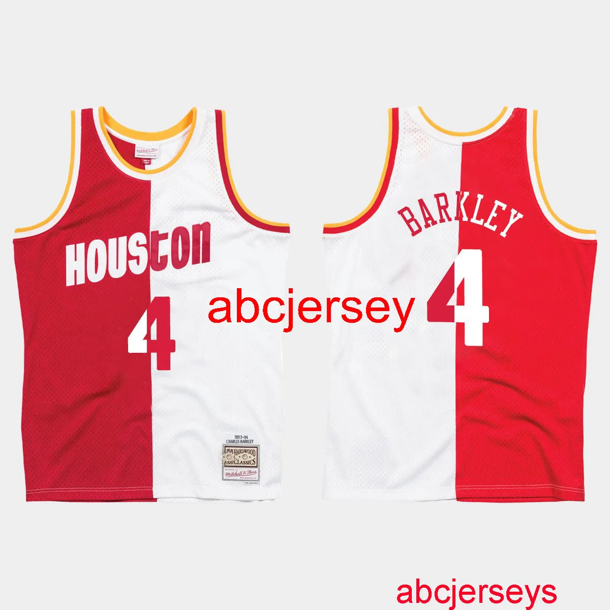 Gestikte Charles Barkley Split Jersey White Red Voeg elk naamnummer toe